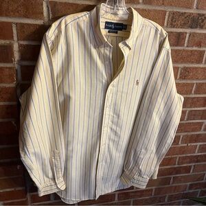 Ralph Lauren Men 16 Classic Fit Long Sleeve Button Down Casual Striped Shirt EUC